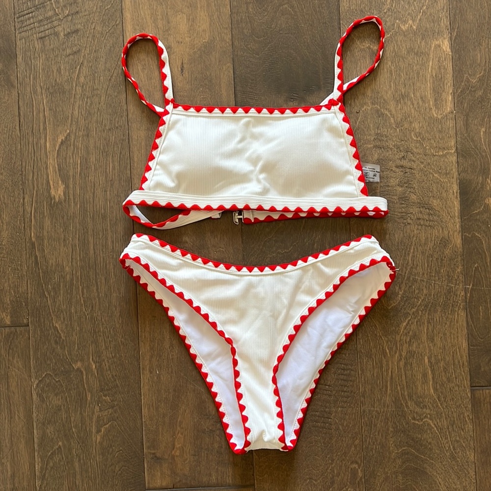 Shein red/off white swimsuit